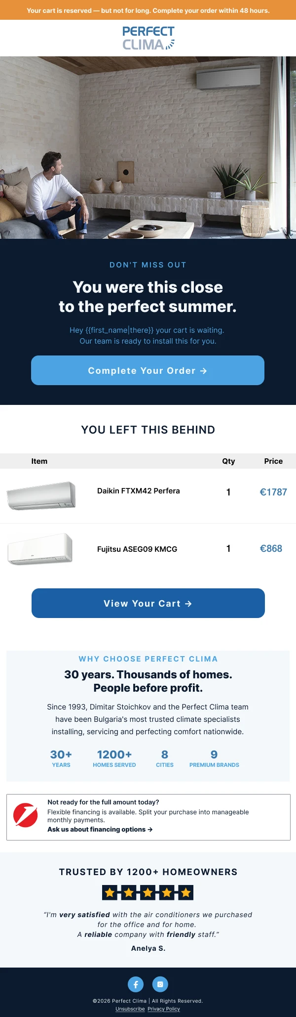 Abandoned Cart email design